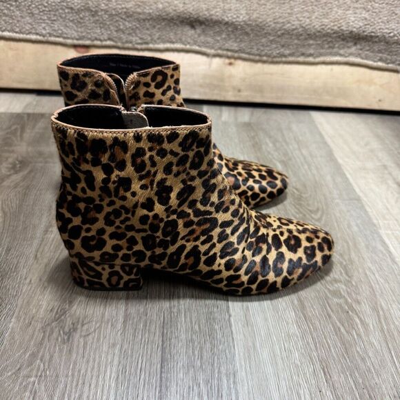 Dolce Vita Ankle Bootie Womens 7 Tan/Brown Cheetah Leopard Print Cow Fur Boots - Picture 6 of 10